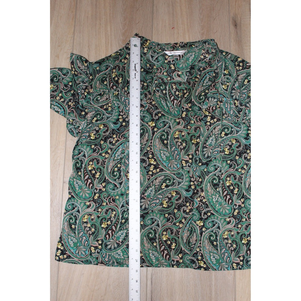 Counterparts Women's Green Paisley Ruffle Split Neck Blouse M NWT - Picture 8 of 9